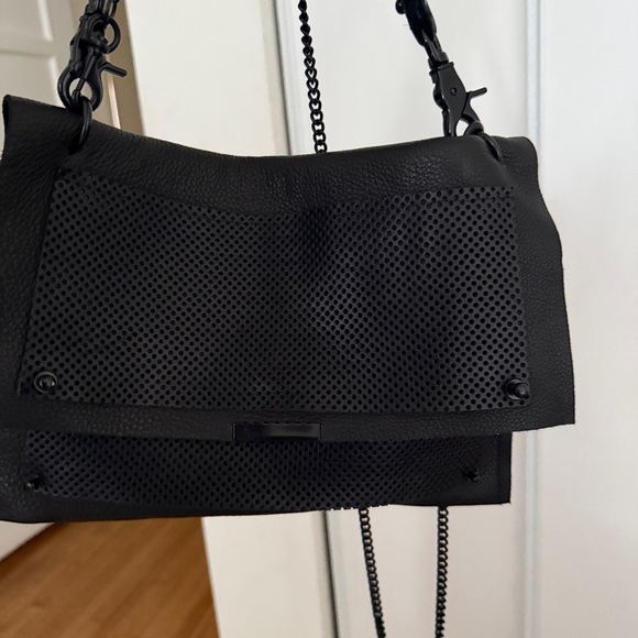 Convertible Black Leather Crossbody Bag Braided Chain Shoulder Bag Purse - Picture 11 of 14